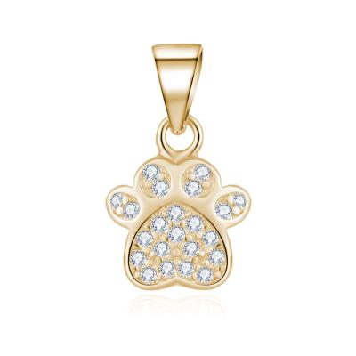 China FASHIONABLE Dog Paw Necklace Pendant 925 Sterling Silver Zircon Gold Pated Pendant for sale