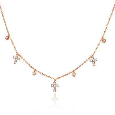 China POLIVA Necklace Chain 925 Environmental Friendly Silver Sterling Zirconia Necklace Set Christian Necklace for sale