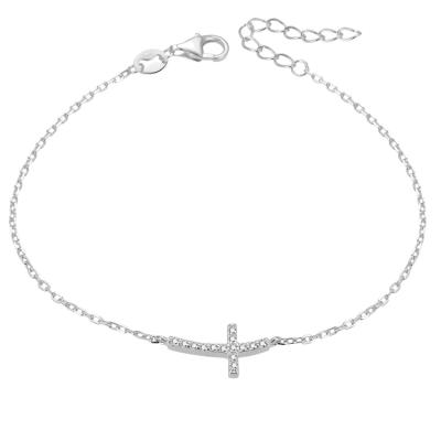 China Cute POLIVA Rhodium Plated Cross Customized Diamond 925 Sterling Silver Bracelet for sale