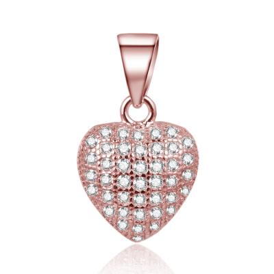 China Vintage Designs Exquisite 925 Sterling Silver AAA Cubic Zirconia Love Heart Rose Gold Pendant for sale