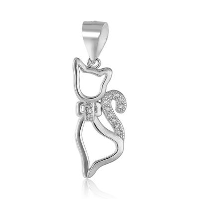 China CLASSIC Elegant Fashion Jewelry AAA Zircon Rhodium Plated Silver Cat 925 Pendant for sale