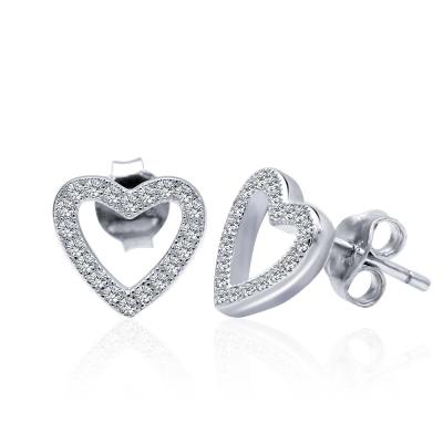 China Simple Design 925 Sterling Silver Jewelry, Small Love Heart CZ Stud POLIVA Silver Fashion Cute Earrings for sale