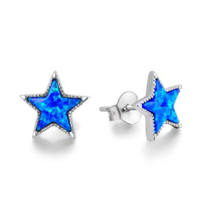 China FASHIONABLE POLIVA 925 Sterling Silver Earring Studs Small Women Handmade Star Opal Stone Earrings for sale