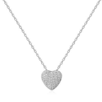 China TRENDY Love Heart Pendant Necklace Gift S925 Sterling Silver Charm Necklaces WOMEN'S Link Wedding Exquisite Zircon Chains Jewelry for sale