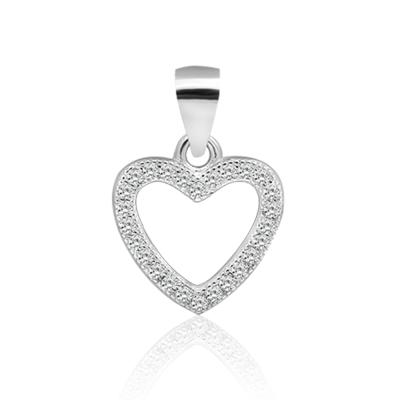 China POLIVA Silver Graceful Polish Open Zirconia Heart Necklace Pendants High 925 Sterling Silver Round Diamond Cubic for sale