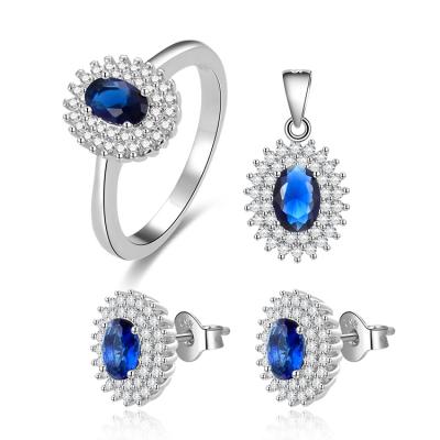 China POLIVA Wholesale Environmentally Friendly Luxury Crystal Gemstone Earring Set Women 925 Sterling Silver Rhodium Plating Fashionable Jewelry for sale