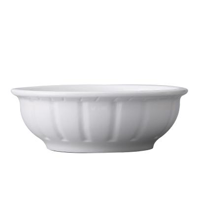 China Yantai Viable Tongli White Ceramic Cereal Bowls Round Rice Bowl Serving Custard Soups Salad Porcelain Ceramic White Dinner Bowls for sale