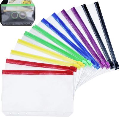 China Plastic Pocket 6 Ring Money Budget Binder Bag PVC Zipper Bag Pocket A5/A6/A7 Notebook Binder Bag for sale