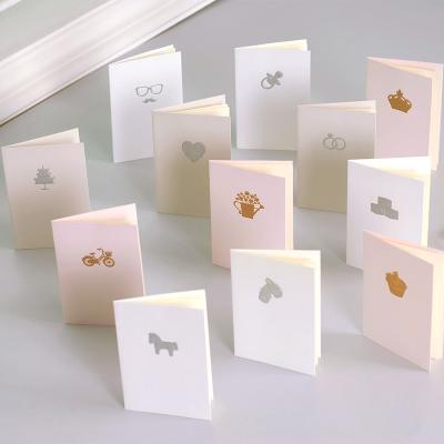 China Wholesale Mini Greeting Cards Gift Greeting Card Gold /Silver Embossed Message Cards Small Paper Gift Cards For Birthday, Wedding, Friend for sale