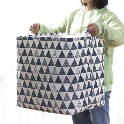 China CLASSIC Customize Clothes Laundry Basket Drawstring Waterproof Cotton Folding Canvas Storage Hamper for sale