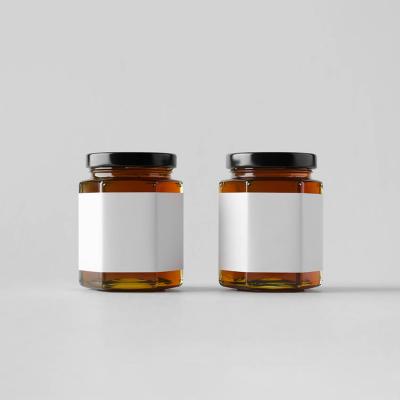 China Glass Jar 6oz 9oz 13oz 17oz Honey Glass Jar With Dipper and Tin Lids Hexagonal Empty Multifunctional Storage Freshness Preservation for sale