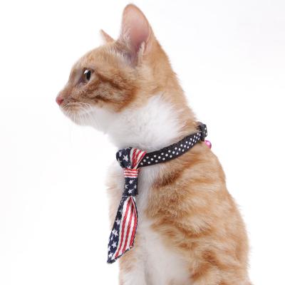 China Beautiful Healthy Striped High Quality Viable Bowknot Luxury Cat Tie Bowtie Dog Bell Collar for sale