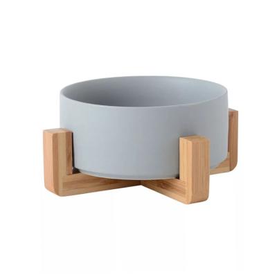 China Wholesale Sustainable Pet Bowl Holder Cat And Dog Bowl Pet Bowl Ceramic Wooden Supplies for sale