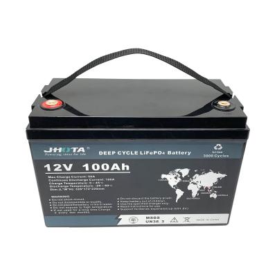 China Bateria de lítio impermeável RV Motorhome 12,8V 100AH ​​LiFePO4 bateria com BMS à venda