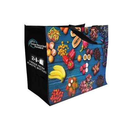 China BSCI Factory Promotional Eco Friendly Foldable Grocery RPET Folding Reusable Bag for sale