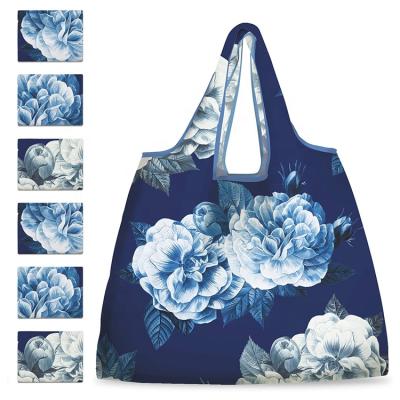 China Customized Folding Recycling Eco-friendly Reusable Shopping Bag Rpet Polyester Foldable Small Pouch Bag for sale