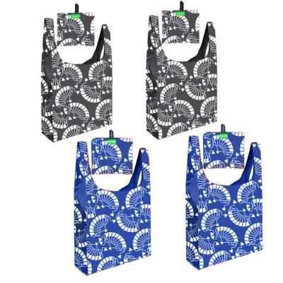 China Customized Folding Printed Eco-Friendly Washable Reusable Foldable Polyester Promotional Shopping Grocery Bag For Women for sale