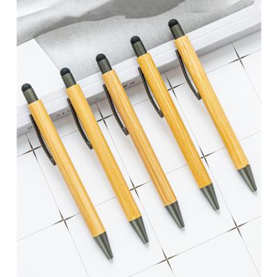 China Pen Hot Promotional 2 in 1 Pen Metal Stylus Ballpoint Bamboo Screen Promotional Stylus Pen With Custom Logo for sale