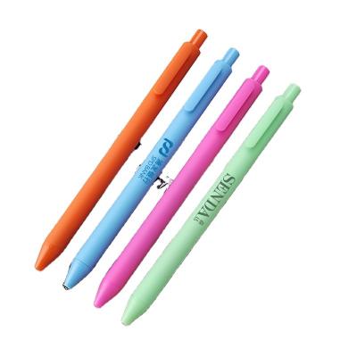 China Normal Simple Solid Color Student Pen Macaron Candy Colored Creative Printed Logo Spray Glue Press Gel Pen for sale