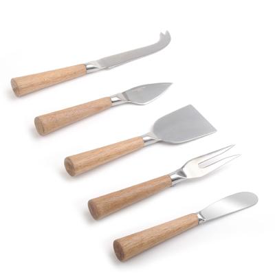 China Sustainable 5 Piece Wooden Handle Cheese Knives Set Cheese Tools for sale