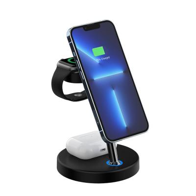 China Tablet Factory Design 3 in 1 Magnetic Phone Charger Wireless Charger Stand for Iphone and Airpods and Watch for sale