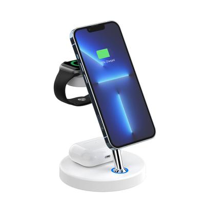 China Tablet 3 in 1 Qi Multifuncion Charging 15w 10w Fast Wireless Charger Stand Pad Charging Station For iPhone iWatch Airpods for sale