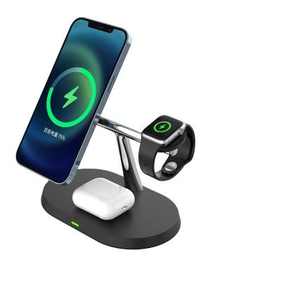 China Tablet Factory Design 3 in 1 Magnetic Phone Charger Wireless Charger Stand for Iphone and Airpods and Watch for sale