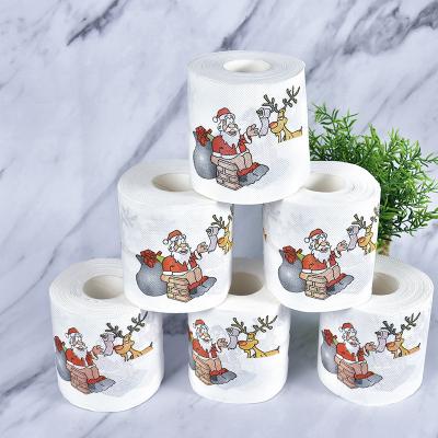 China Wholesale Virgin Wood Pulp Customized 100% Virgin Eco-Friendly Christmas Series Cheap Customized Printing Pulp Santa Toilet Paper Private Label for sale