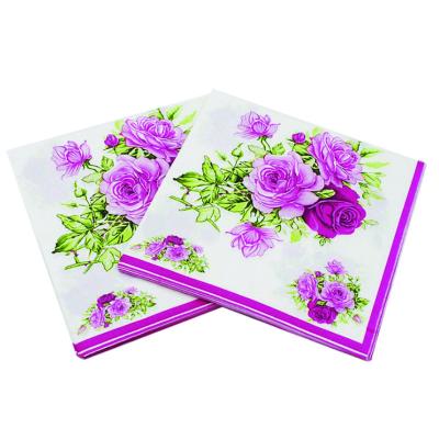 China 20Pieces/Pack White Printed Flower Paper Napkins Tissue Tissue Decoupage Napkin for Wedding and Party Decoration for sale