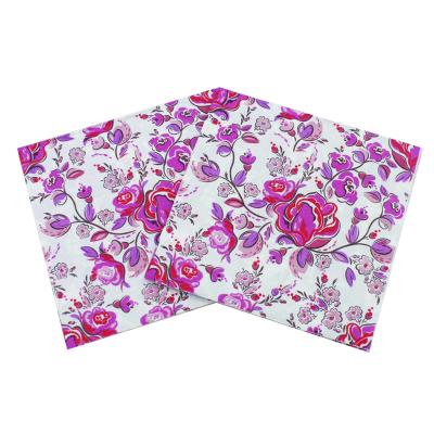 China Flower Printed Printed Paper Napkins for Wedding and Party Decoration Cloth Tissue Decoupage Napkin 20PCS/Pack for sale