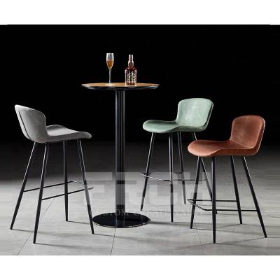 China Wholesale Modern Metal Luxury Leather Stainless Bar Table Top Nail Cafe Bar Stool Minimalist Chair for sale