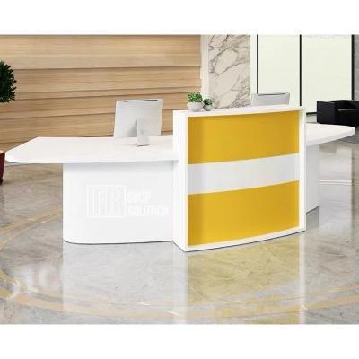 China Whole Piece Hotel Lobby Reception Furniture Ready Mounted Beauty Salon Receptions Table With Logo for sale