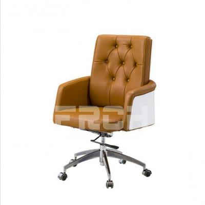 China Factory Wholesale Armrest Executive Adjustable Mid Century Brown Leather Office Lounge Swivel Chair for sale