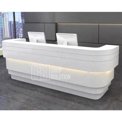 China With Led Light Custom Luxury Barber Shop Modern White Front Office Beauty Salon Desk Reception Counter for sale