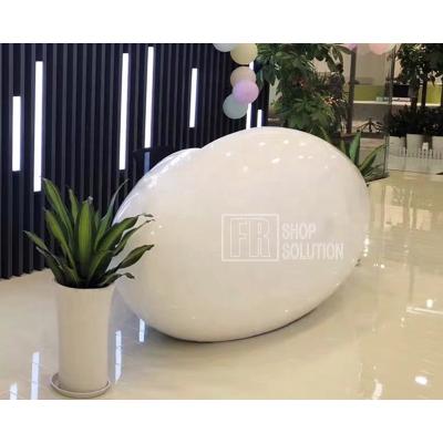 China High Top Front Desk Spa Salon Office Modern Curved Glossy White Glossy Barber Shop Reception Desk for sale