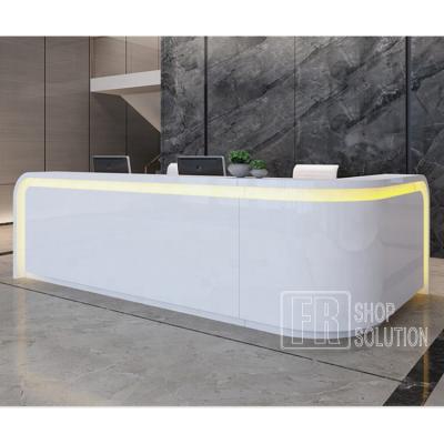 China L Shape Modern Luxury Wholesale Design Salon Front Desk Led Gym Shop Cashier Beauty Reception Counter for sale