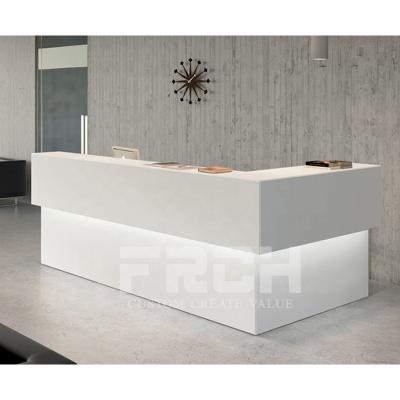 China L Shape Custom Simple Design L Shape Medical Clinic Barber Reception Desk Beauty Salon Office White for sale