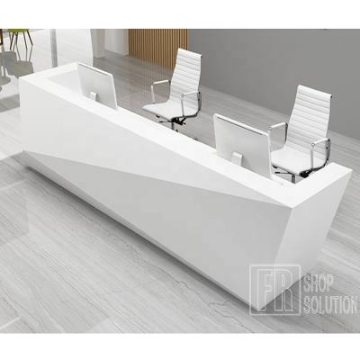 China Wooden Luxury Simple U Shaped Reception Desks Ready Assembled Full Piece Lounge Logo Custom Counter Table for sale