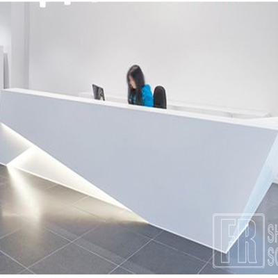 China Ready Assembled Luxury Modern White Glossy Full Piece Reception Desk LED Display Pharmacy Reception Counter for sale