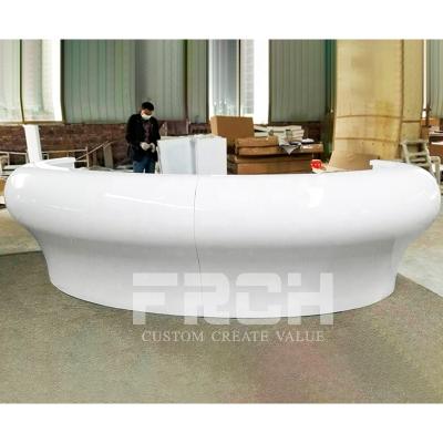 China High Top Modern Glossy White Glossy Table Front Desk Reception Counter Office Store Beauty Salon Reception Desk for sale