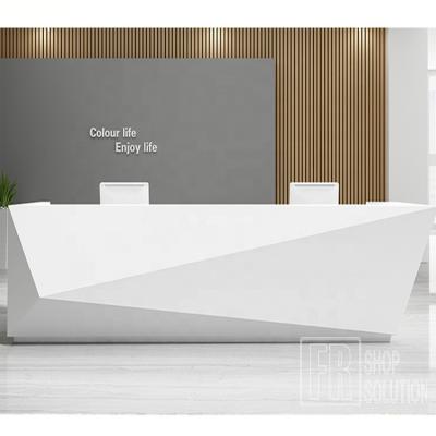 China Crystal Shaped Fancy Commercial Cheap Modern Office Reception Lounge Use Elegant Reception Counter for sale