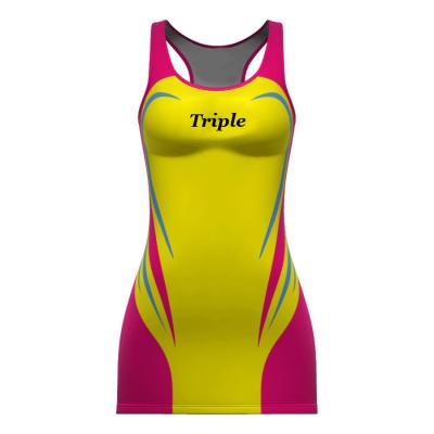 China Quick-drying breathable comfortable wholesale sublimation printed custom netball dress with netball bibs for sale