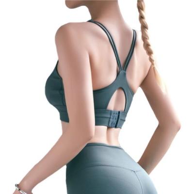 China Wholesale Breathable High Strength Shockproof Gathered Yoga Bra Sports Bras For Women Workout Padded Sports Yoga Tank Crop Tops for sale