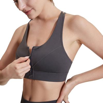 China 2021NEW Breathable Yoga Zip Up Sports Bra Customize Running Yoga Bra Tops For Women GYM for sale