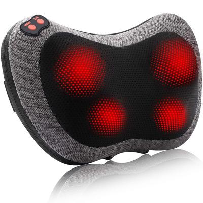 China Neck Home Shiatsu Head Shoulder Back Massager Deep Tissue Kneading Electric Vibrator Massage Infrared Soft Back Pillow With Heat for sale