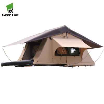 China Cheapest Outdoor Adventure Geertop Straight Bracing Type Aluminum Foldable Car Roof Top Tent for sale