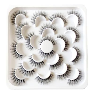 China 25-30 Times 10 Pairs 6D Mink Lashes Handmade Wispy Fluffy Long Lashes 15 Mm Faux Mink Lashes for sale