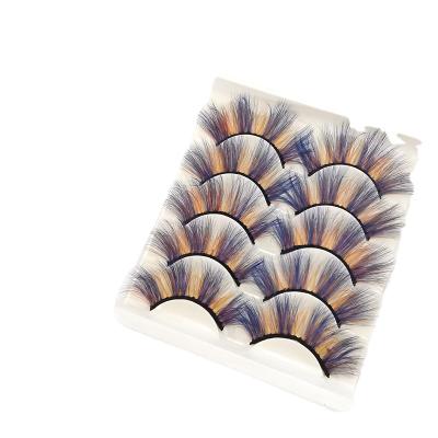 China 15-20 Eyelashes Violet Color False Eyelashes green-blue yellow orange red color 3d periods 25mm for sale