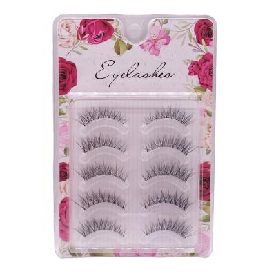 China Factory Wholesale 5pairs Eyelashes Factory Wholesale 5pairs Transparent Long Strip False Eyelashes for sale