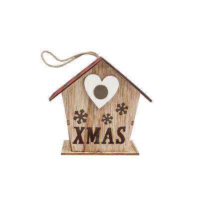 China Home Luminous Festival Decoration LED House Christmas Tree Wooden Hanging Home Decoration for sale